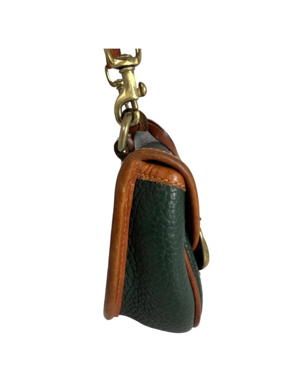 VTG Dooney Bourke Green MINI AWL Saddle Calvary Crossbody Bag Fanny Pack + Charm - Picture 4 of 11